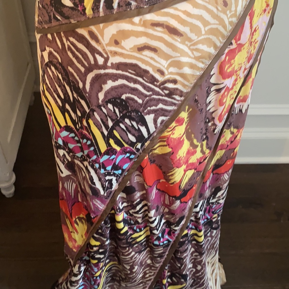 Vintage Anthropologie Butterfly Print Silk Maxi Skirt - Picture 3 of 10